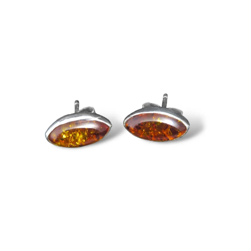 sterling silver and 10x5mm Amber earrings